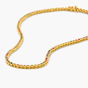 Melinda Maria Baby Baroness 15” Gold Tennis Necklace With Multicolor Stones